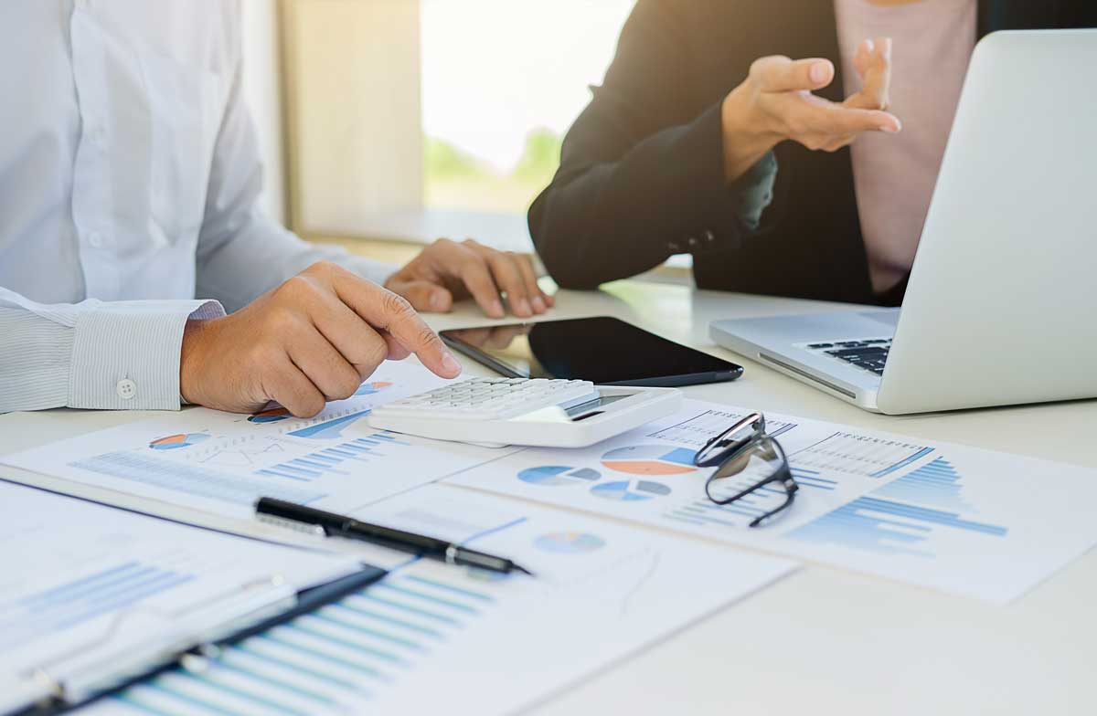 Man and woman going over startup finances